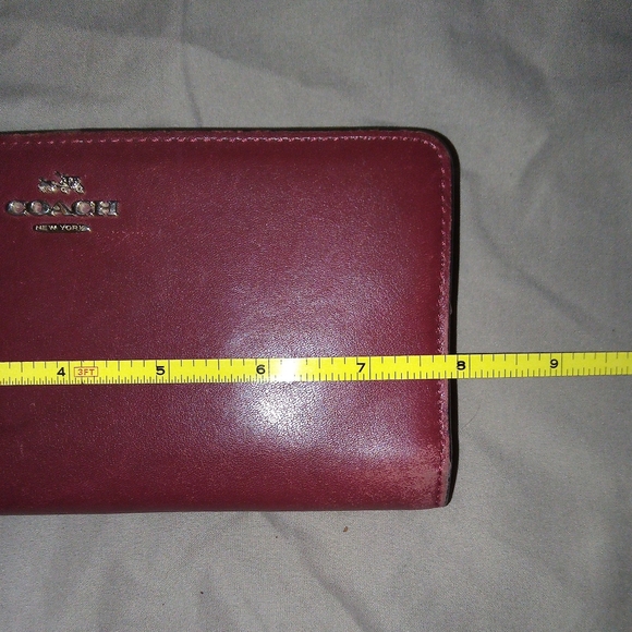 Authentic Vintage Coach New York Long Zipper Wallet Burgundy Wine Bordeaux Plum - Picture 11 of 14